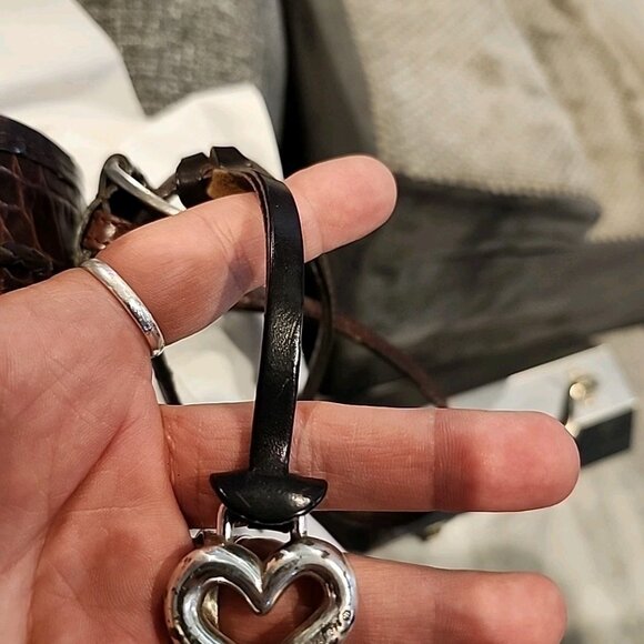 Brighton Straw Woven Braided/Crocodile Leather Shoulderbag - Picture 6 of 6